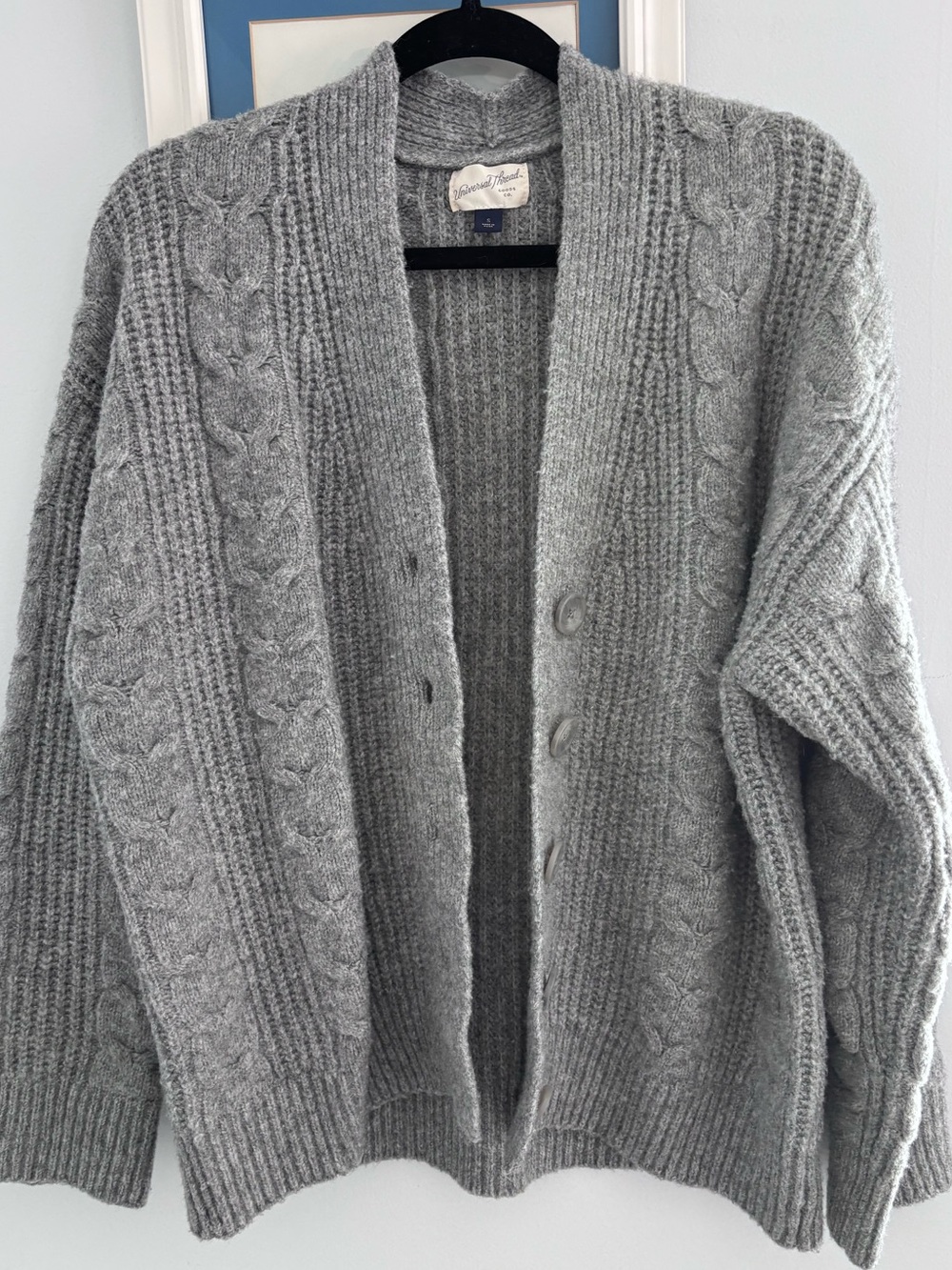 Universal Thread Gray Ribbed Knit Cardigan